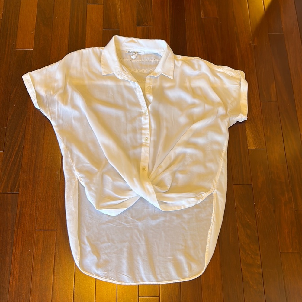 Bcbgeneration White Short Sleeved Buttoned Blouse - image 2